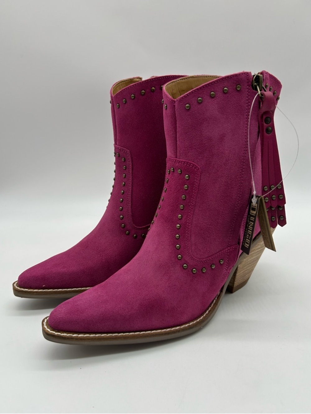Dingo Women’s Suede Ankle Boots in Fuchsia - Western Block Heel New In Box - Picture 5 of 13